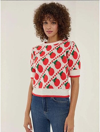Camisola de malha de manga curta estampada hiccup