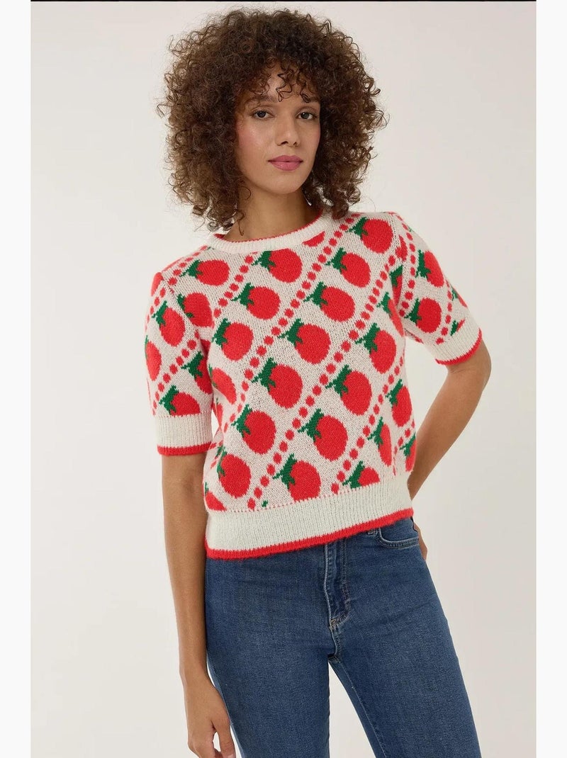 Camisola de malha de manga curta estampada hiccup Vermelho - Kiabi