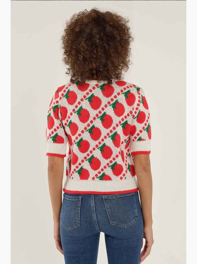 Camisola de malha de manga curta estampada hiccup Vermelho - Kiabi