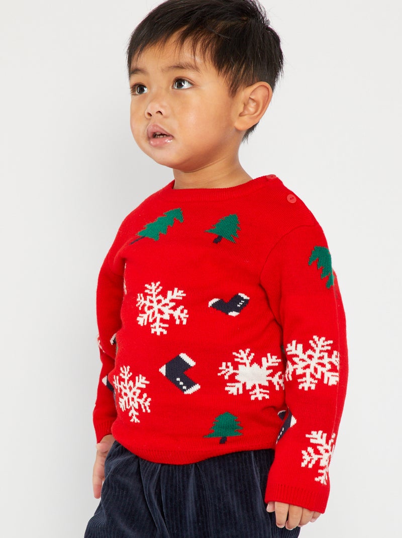 Camisola de malha de Natal VERMELHO - Kiabi