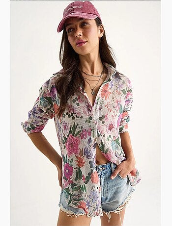 Camisola de malha de verão regular com estampado digital bianco lucci