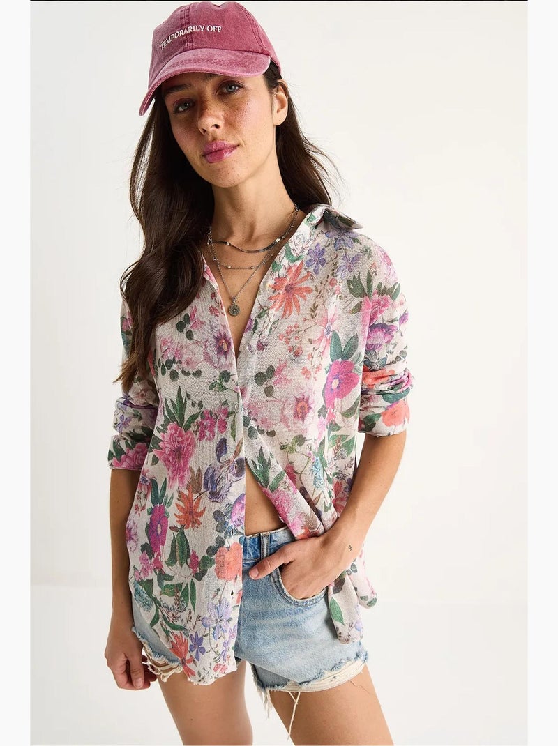 Camisola de malha de verão regular com estampado digital lucci Bege-argila - Kiabi