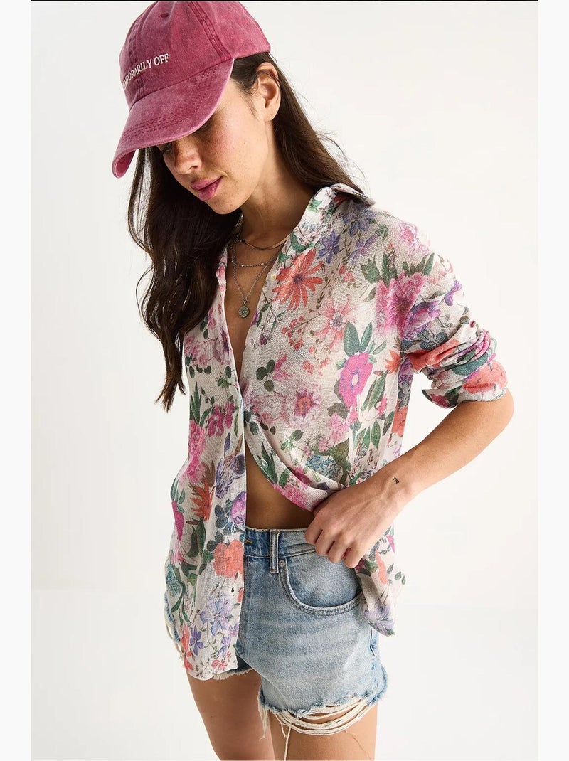 Camisola de malha de verão regular com estampado digital lucci Bege-argila - Kiabi