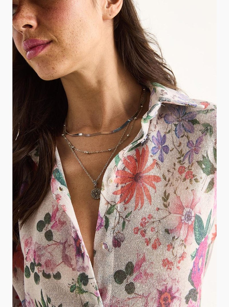 Camisola de malha de verão regular com estampado digital lucci Bege-argila - Kiabi