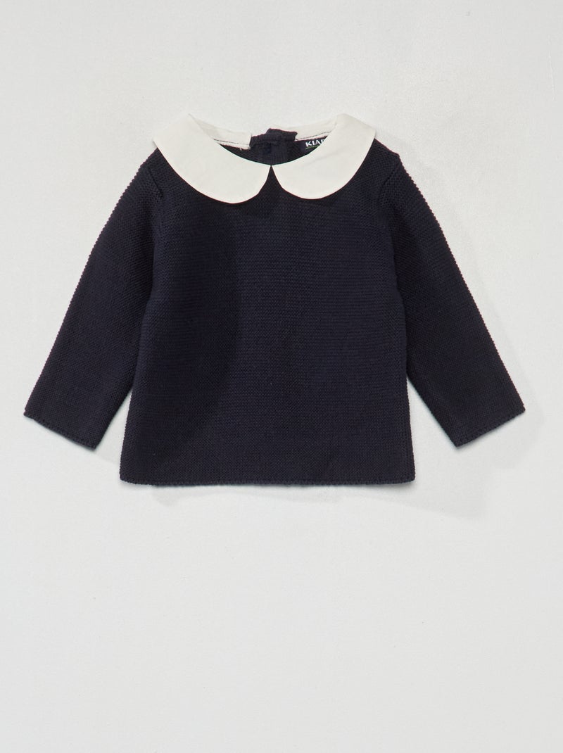 Camisola de malha em ponto de mousse AZUL - Kiabi