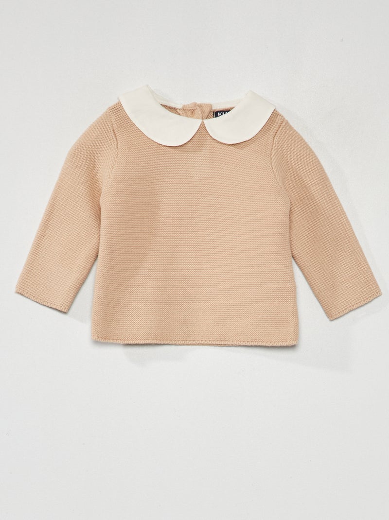 Camisola de malha em ponto de mousse BEGE - Kiabi