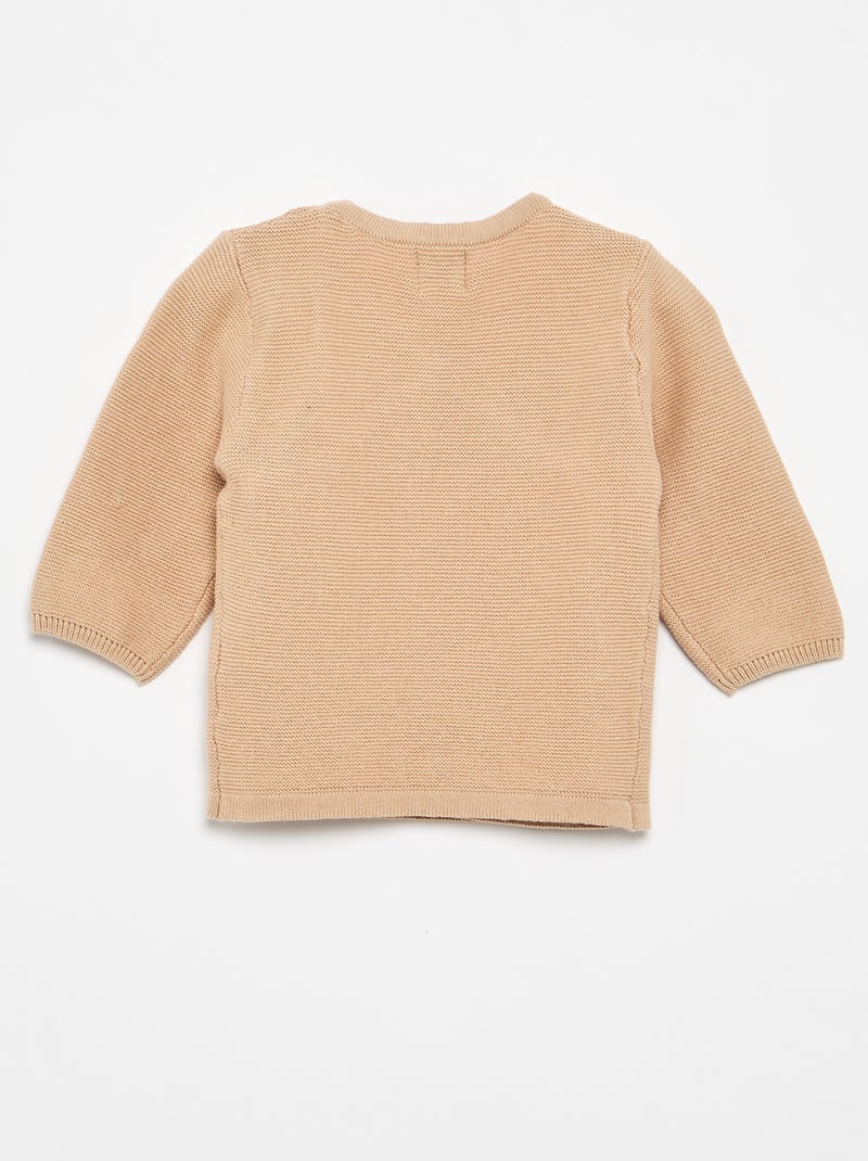 Camisola de malha em ponto de mousse Bege - Kiabi