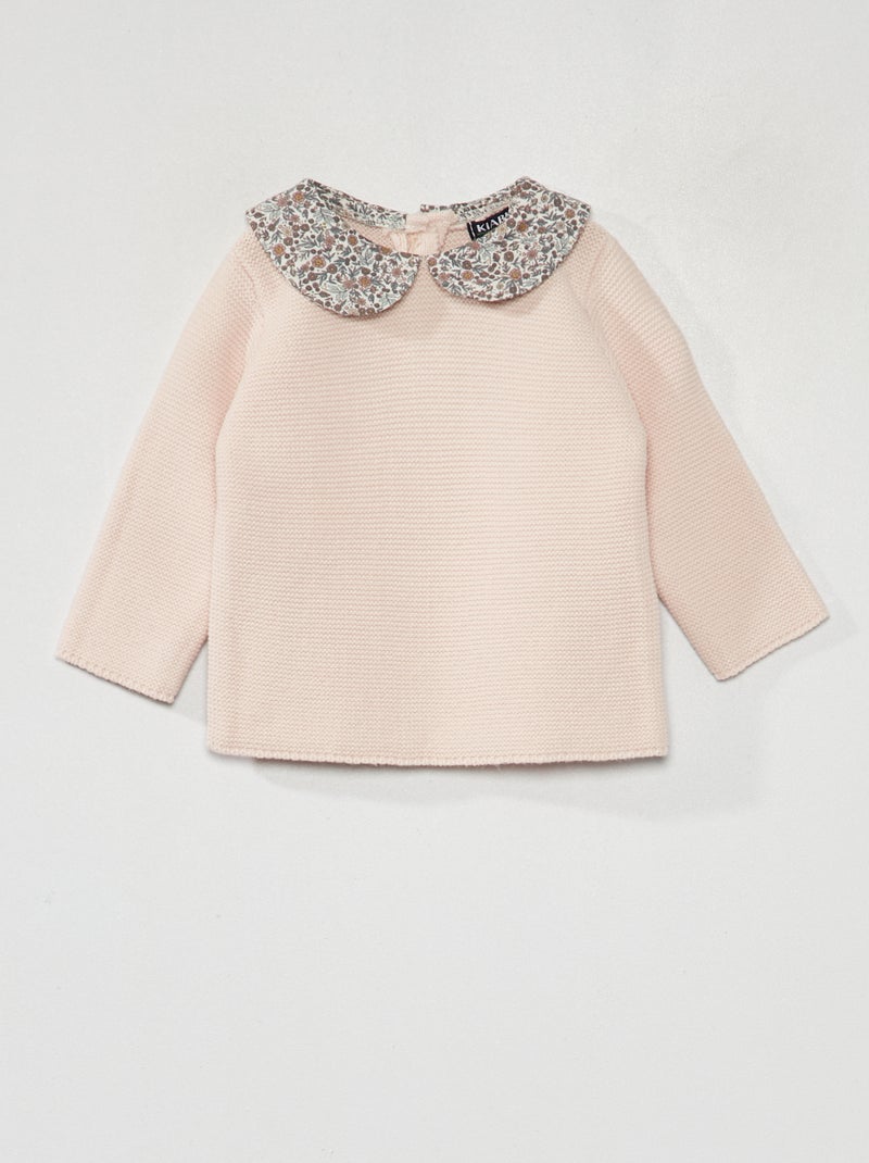 Camisola de malha em ponto de mousse ROSA - Kiabi