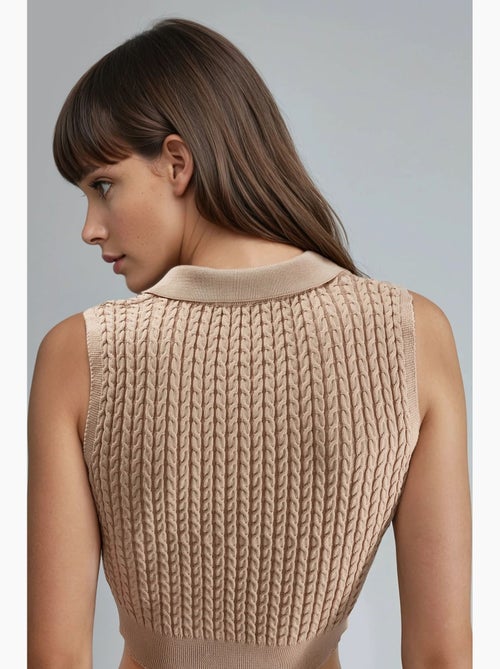 Camisola de malha entrançada com decote em v my fashion - Kiabi Camisola de malha entrançada com decote em v my fashion - Kiabi