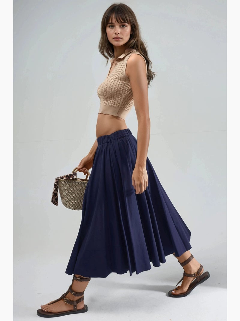 Camisola de malha entrançada com decote em v my fashion Camelo - Kiabi
