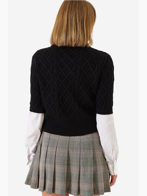 Camisola de malha entrançada com detalhes de camisa lucci - Kiabi Camisola de malha entrançada com detalhes de camisa lucci - Kiabi
