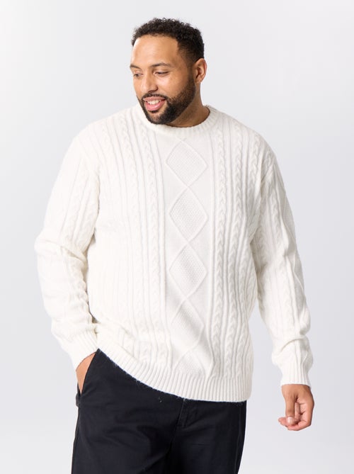 Camisola de malha entrançada de gola redonda - Kiabi