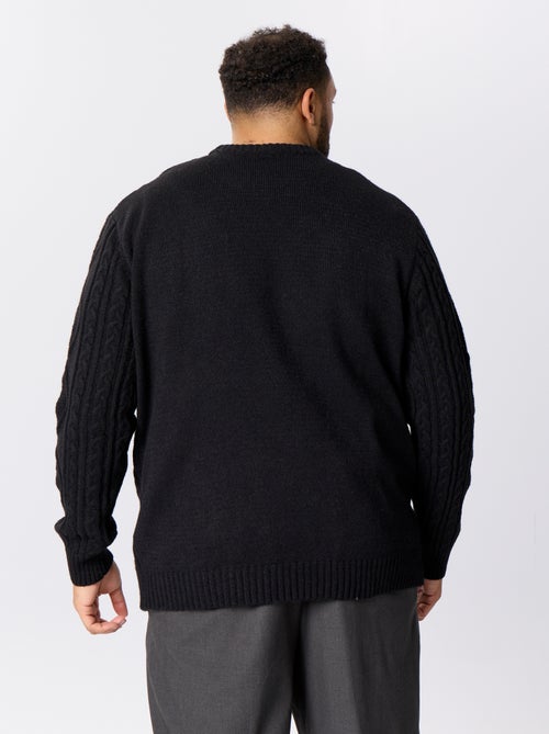 Camisola de malha entrançada de gola redonda - Kiabi