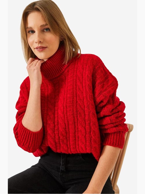 Camisola de malha estampada com gola alta lucci - Kiabi Camisola de malha estampada com gola alta lucci - Kiabi
