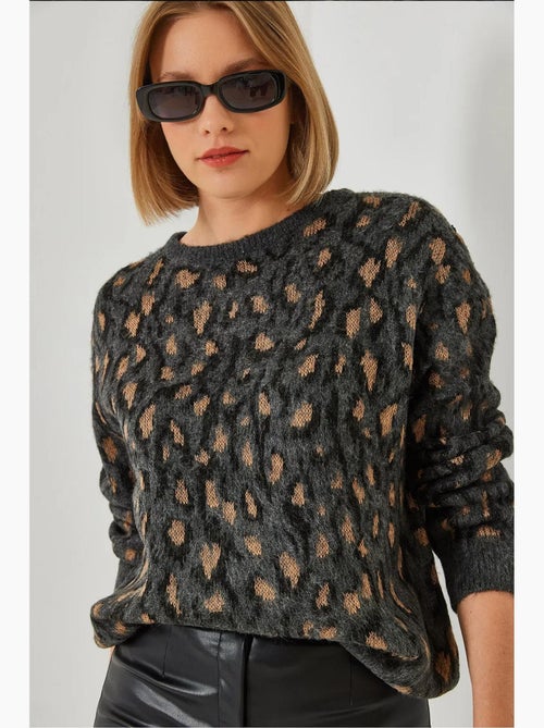 Camisola de malha estampada com gola redonda lucci - Kiabi
