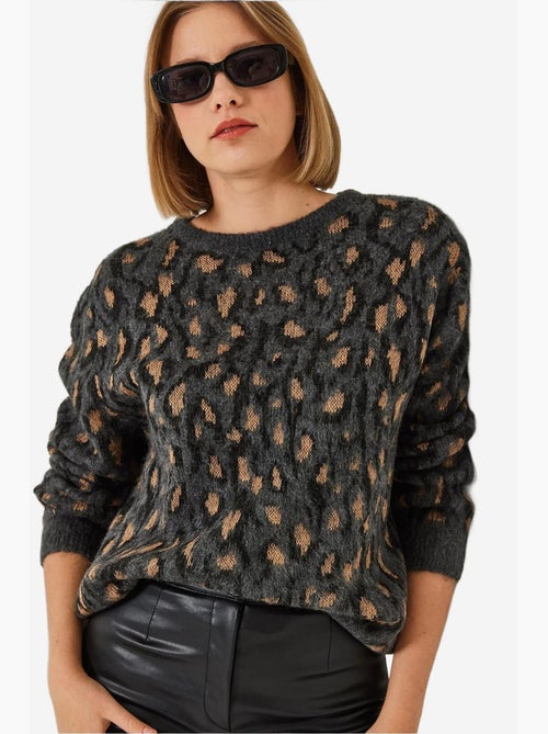 Camisola de malha estampada com gola redonda lucci - Kiabi