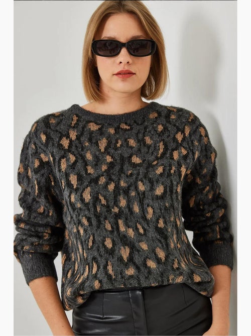 Camisola de malha estampada com gola redonda lucci - Kiabi