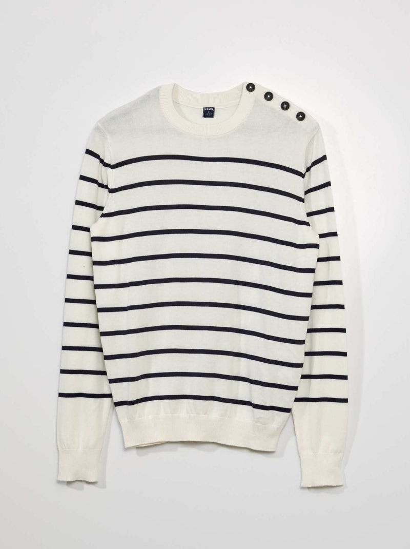 Camisola de malha estilo marinheiro BRANCO - Kiabi