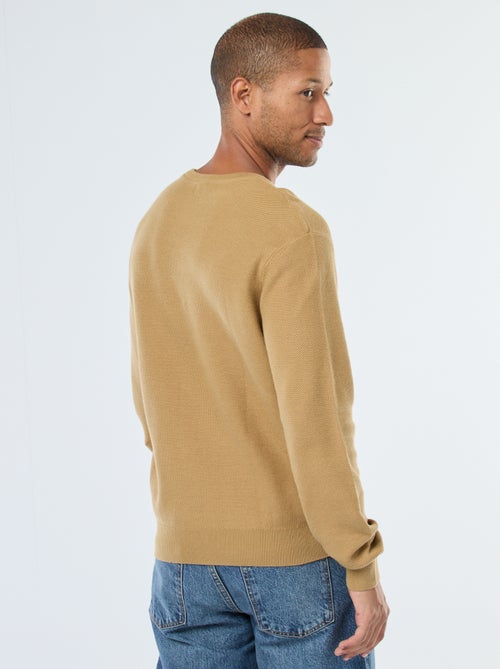 Camisola de malha fantasia com gola redonda abotoada - Kiabi