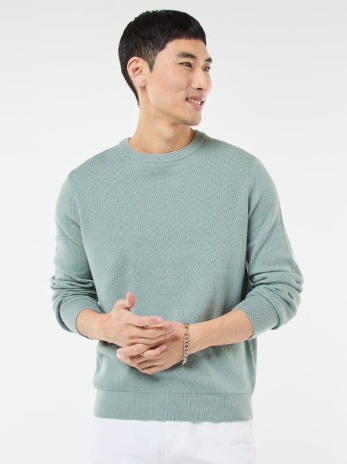 Camisola de malha fantasia com gola redonda - Kiabi