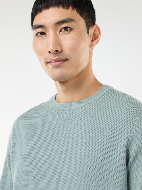 Camisola de malha fantasia com gola redonda - Kiabi