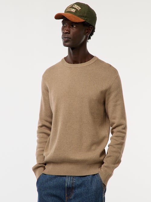 Camisola de malha fantasia com gola redonda - Kiabi