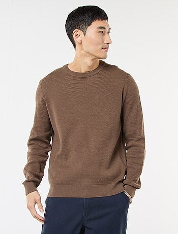 Camisola de malha fantasia com gola redonda