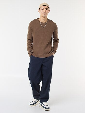 Camisola de malha fantasia com gola redonda