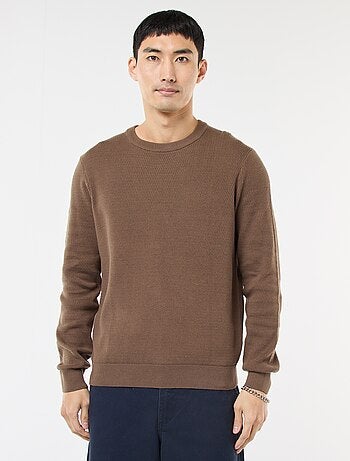 Camisola de malha fantasia com gola redonda