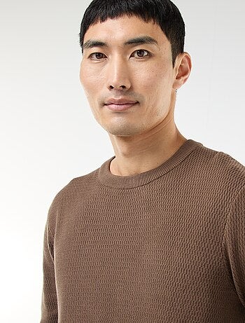 Camisola de malha fantasia com gola redonda