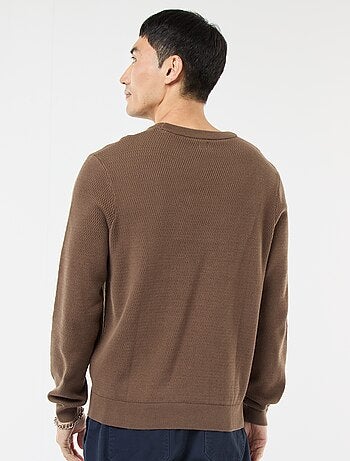 Camisola de malha fantasia com gola redonda