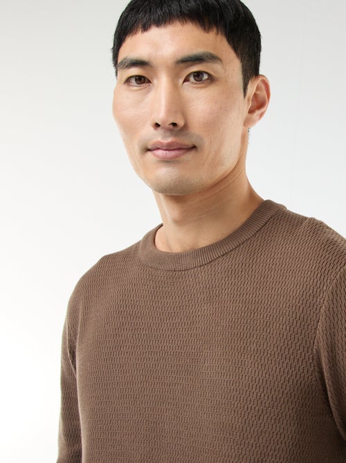 Camisola de malha fantasia com gola redonda - Kiabi