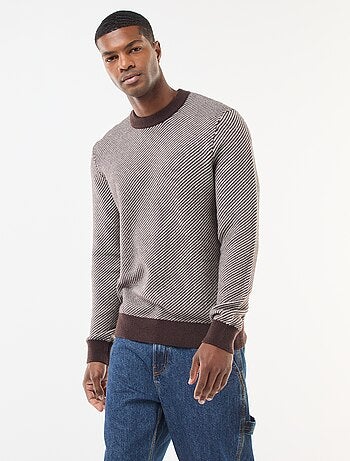 Camisola de malha fantasia com gola redonda