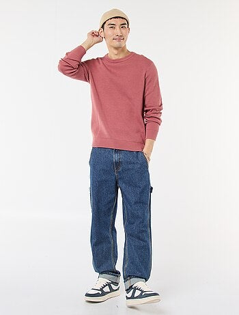 Camisola em malha fantasia com gola redonda