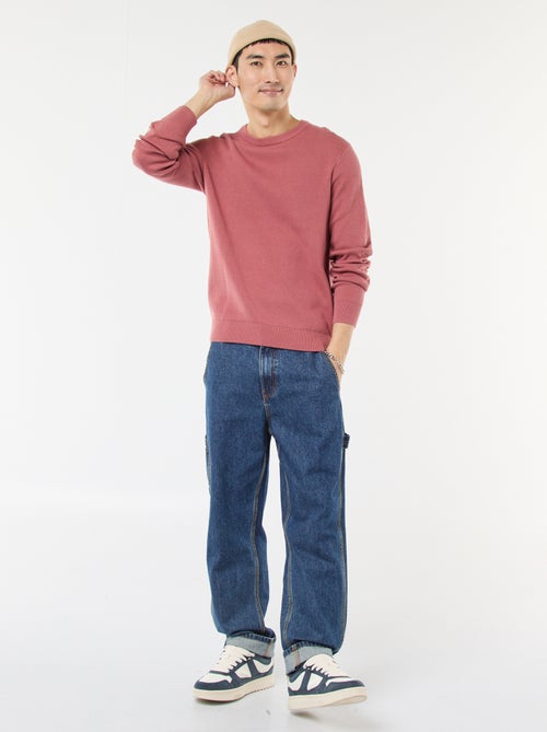 Camisola de malha fantasia com gola redonda - Kiabi