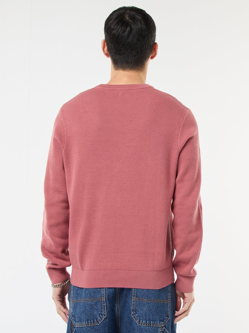 Camisola de malha fantasia com gola redonda Rosa - Kiabi