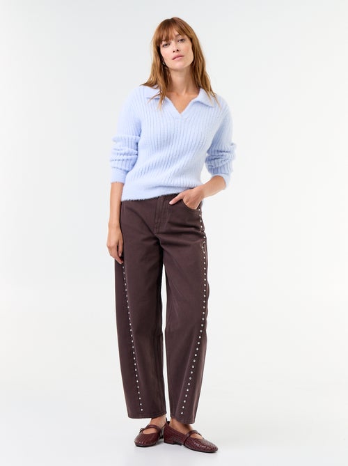 Camisola de malha felpuda com gola polo - Kiabi