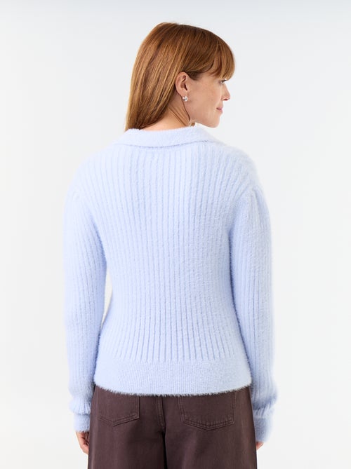 Camisola de malha felpuda com gola polo - Kiabi