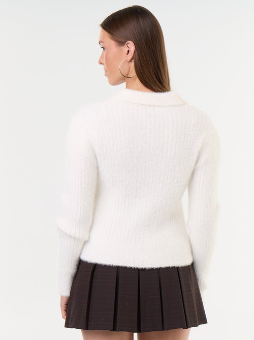 Camisola de malha felpuda com gola polo - Kiabi