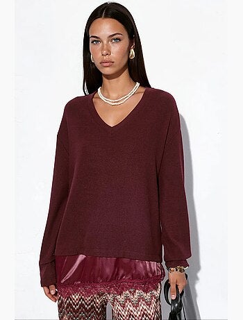 Camisola de malha feminina com decote em v busem
