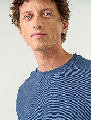 Camisola de malha fina canelada