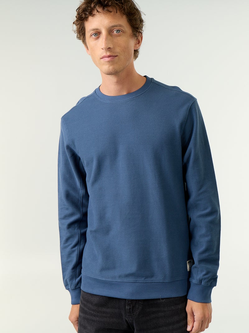 Camisola de malha fina canelada Azul - Kiabi