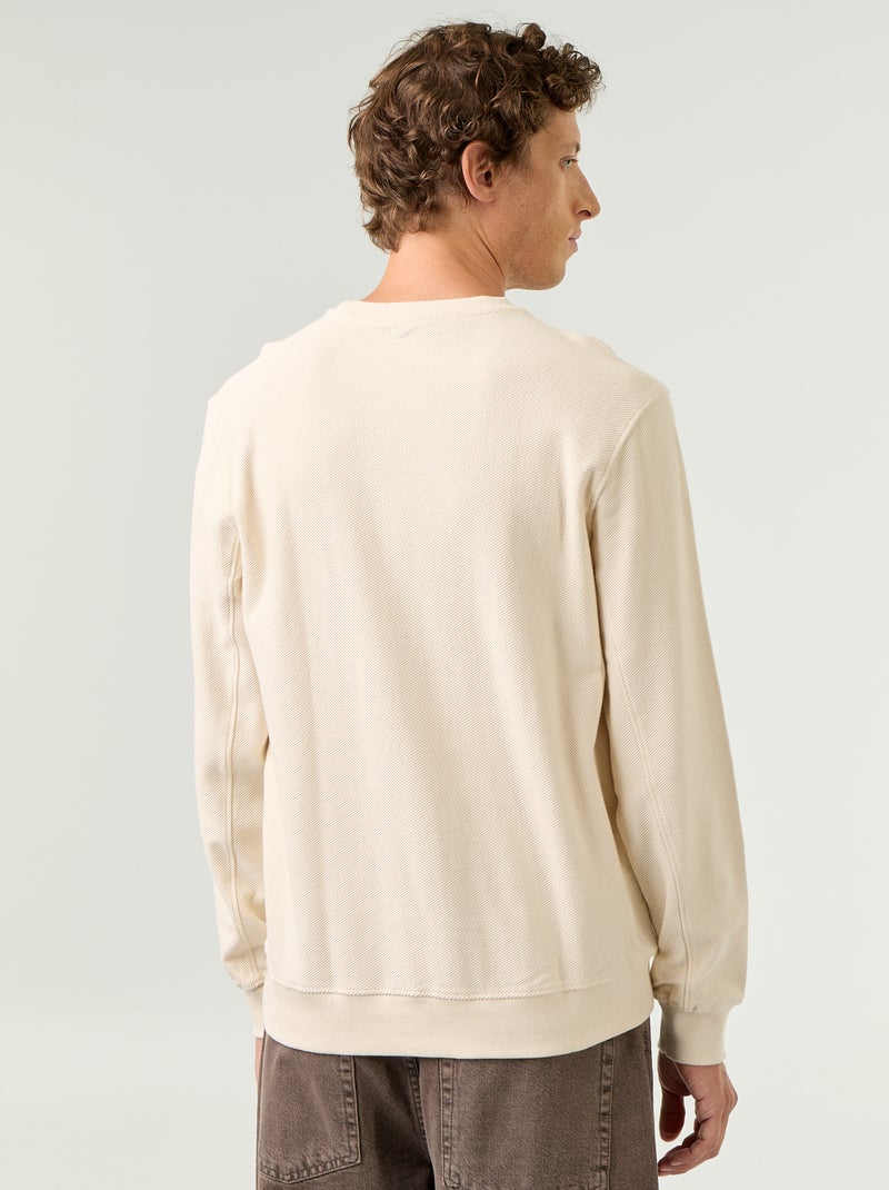 Camisola de malha fina canelada Branco - Kiabi