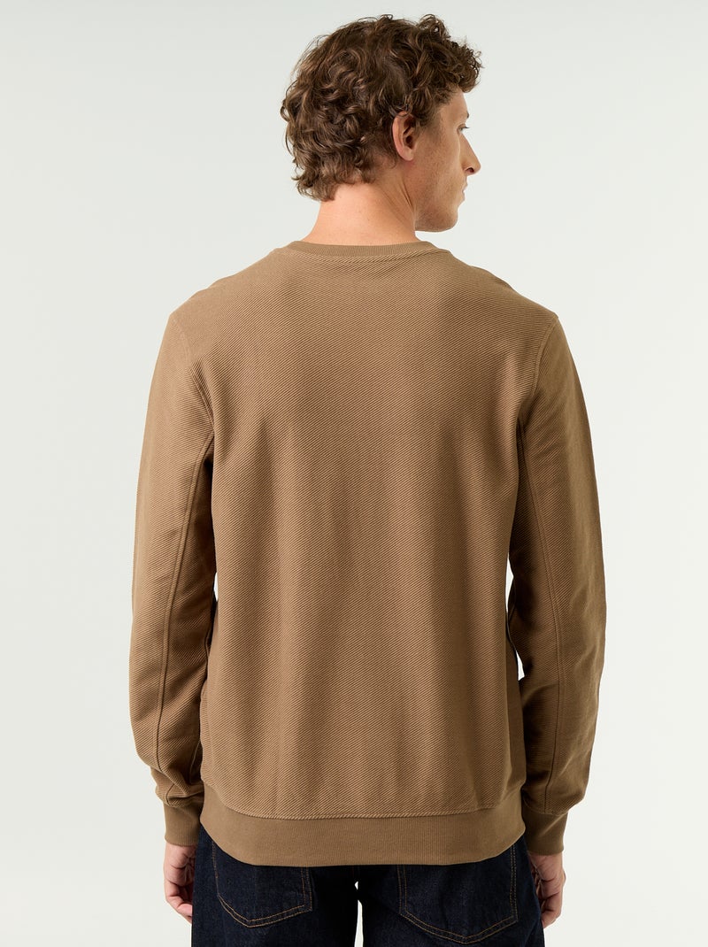 Camisola de malha fina canelada Castanho - Kiabi