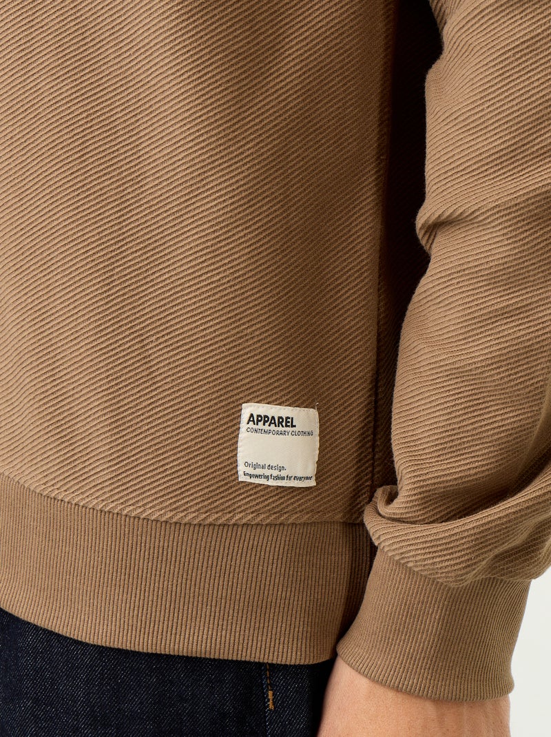 Camisola de malha fina canelada Castanho - Kiabi