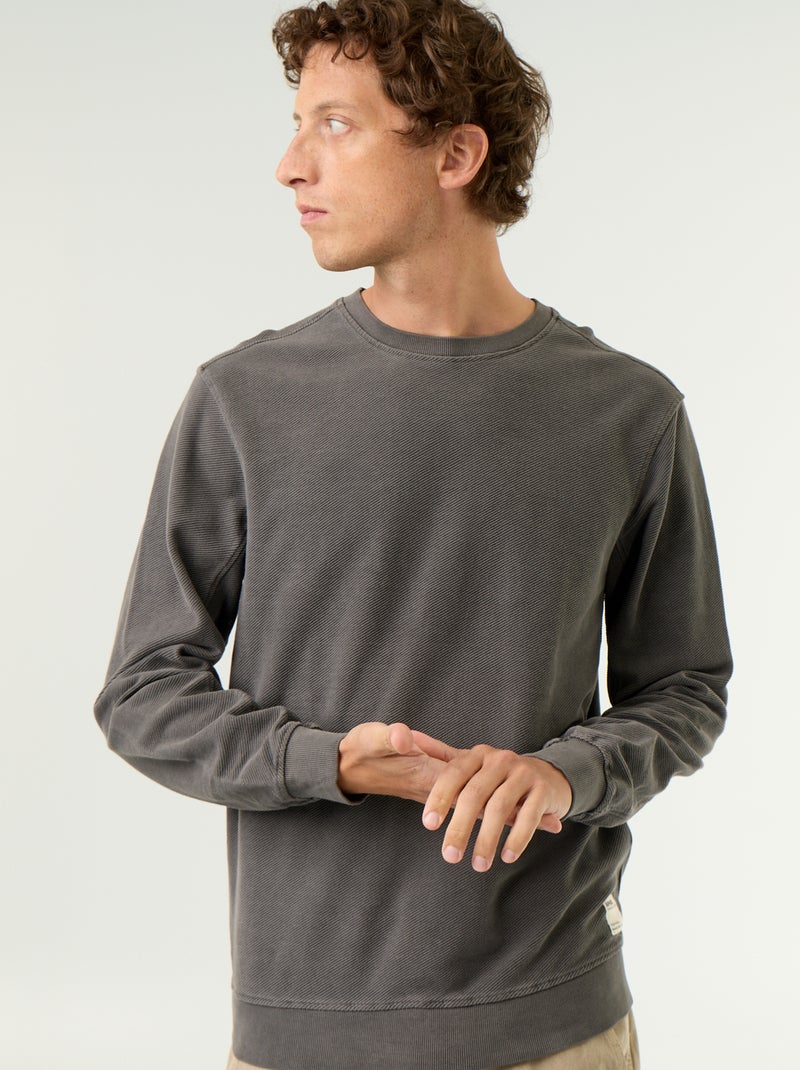 Camisola de malha fina canelada Cinza - Kiabi