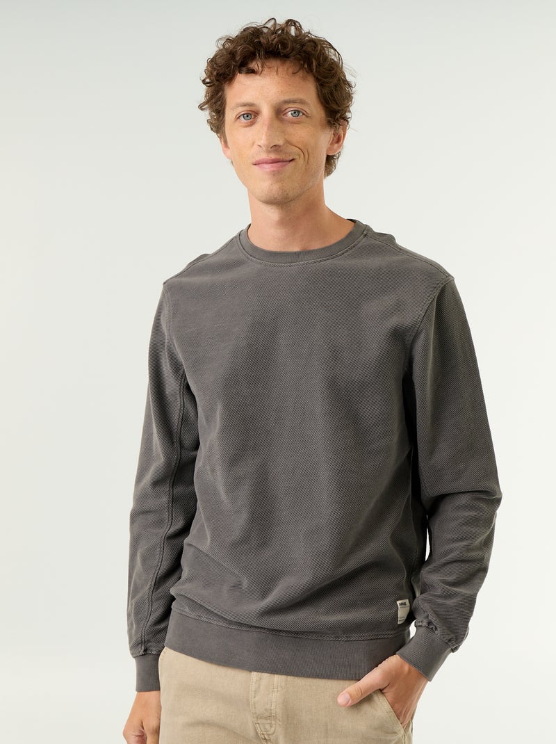 Camisola de malha fina canelada Cinza - Kiabi