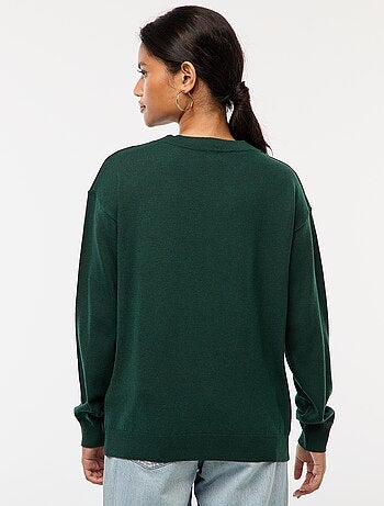 Camisola de malha fina com decote em bico