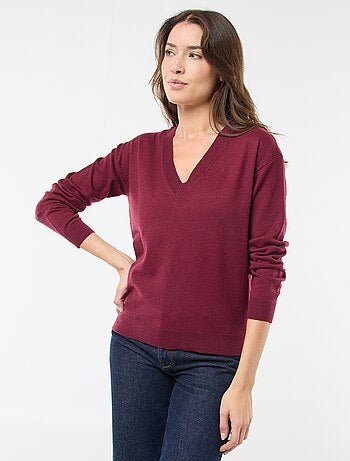 Camisola de malha fina com decote em V