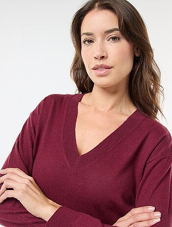 Camisola de malha fina com decote em V